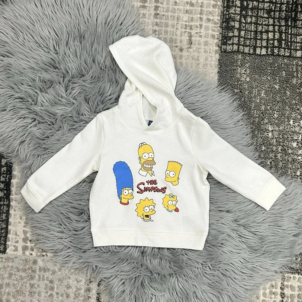 GAP Simpsons Unisex Cream Pullover Graphic Hoodie Size 12-18 Month